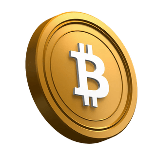 Ett lutande Bitcoin (BTC)-mynt i hero-sektionens grafiska design